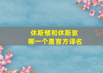 休斯顿和休斯敦 哪一个是官方译名